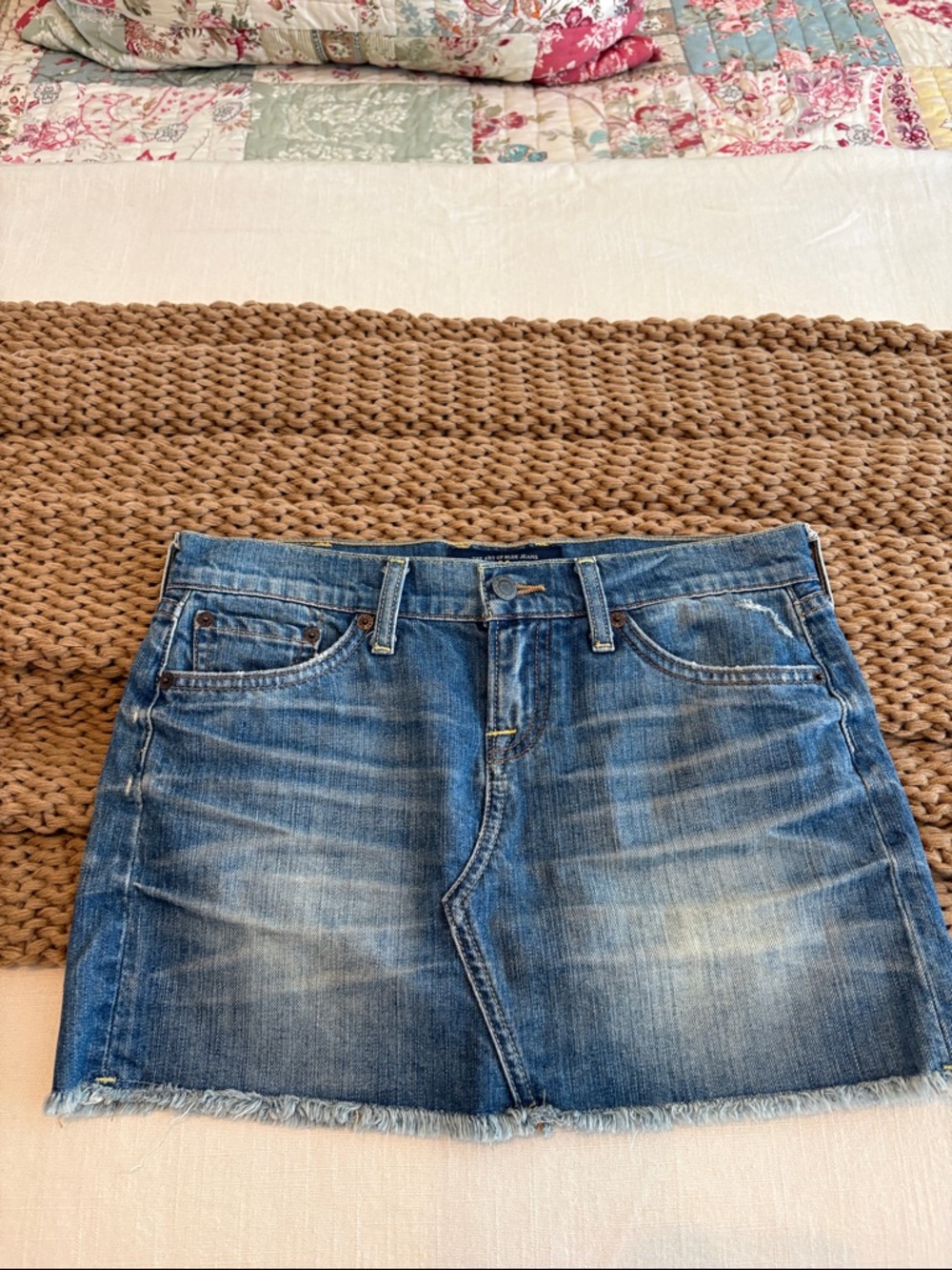 Lucky Brand Distressed Blue Denim Mini Skirt